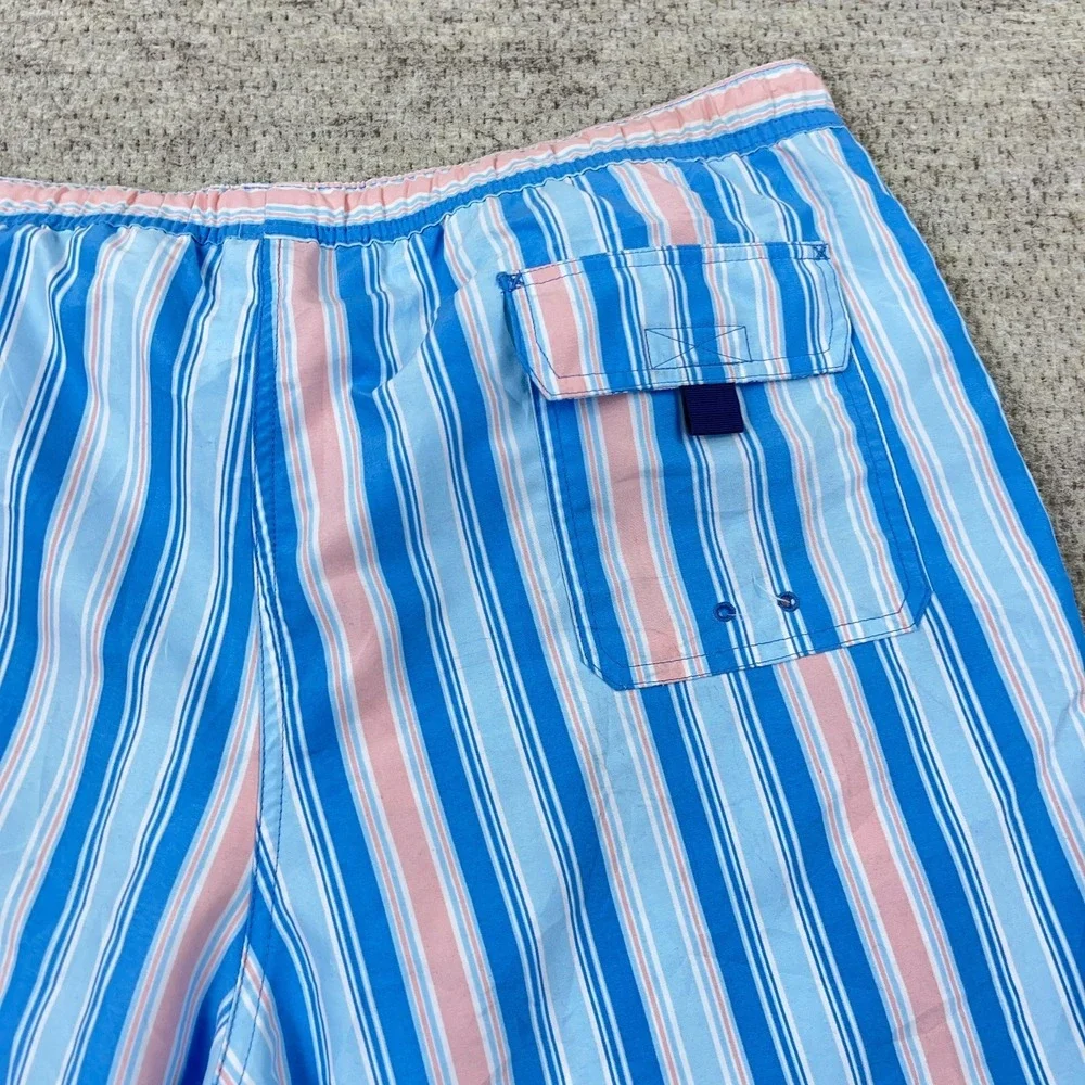 Vineyard Vines Swim Trunks Men Large Blue Pink Striped Bored Shorts Preppy Adult